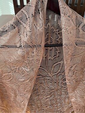 Delicate Lace Open Shawl in Blush
